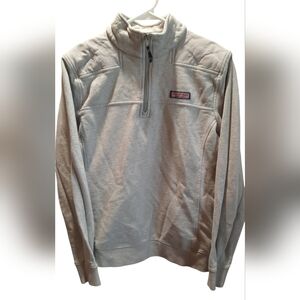 Vineyard Vines Sweater Womans Medium Gray Quarter Zip Pullover Preppy Beach